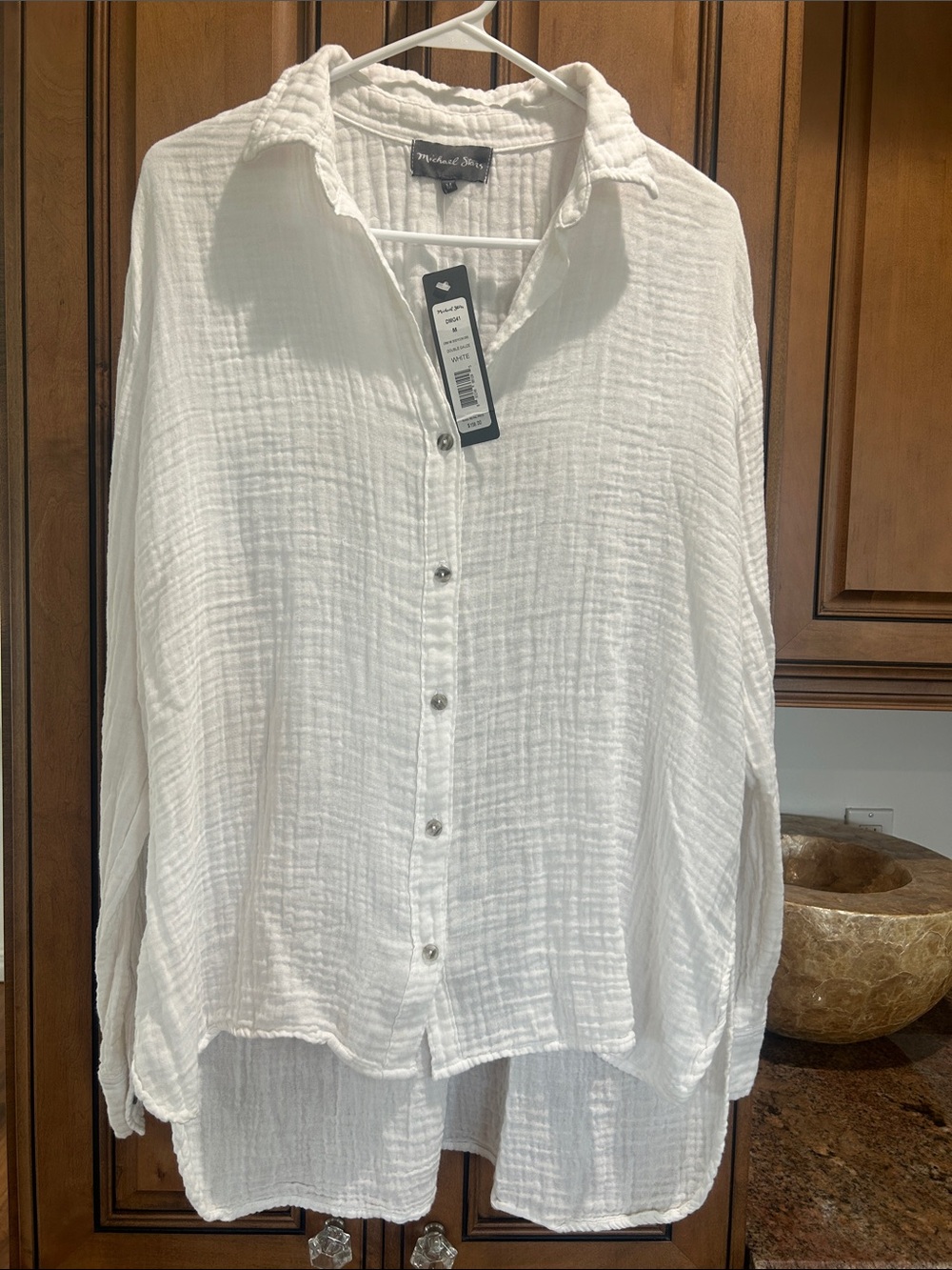 Michael Stars White double Gauze Button-Down Shirt